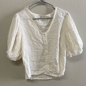 Versona White Puff Sleeve Blouse with Ruched Details